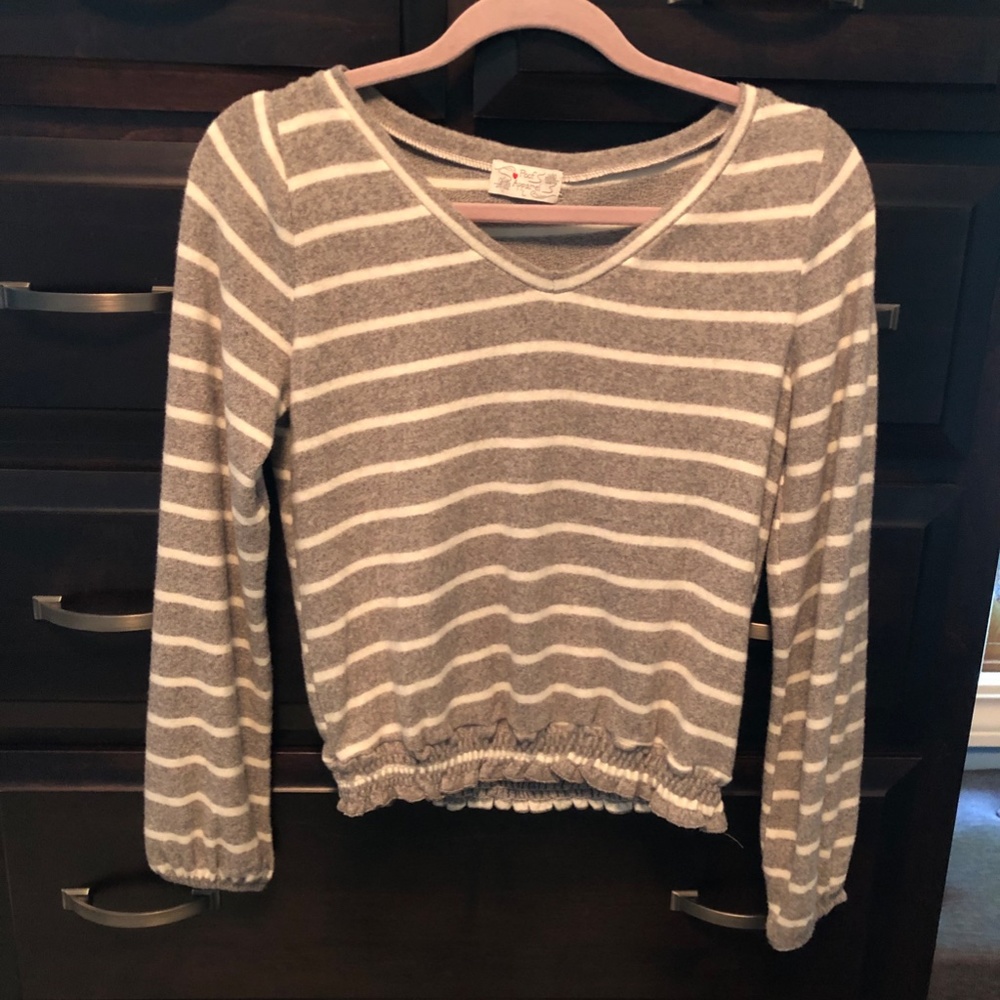 Gray and White Striped Shirt